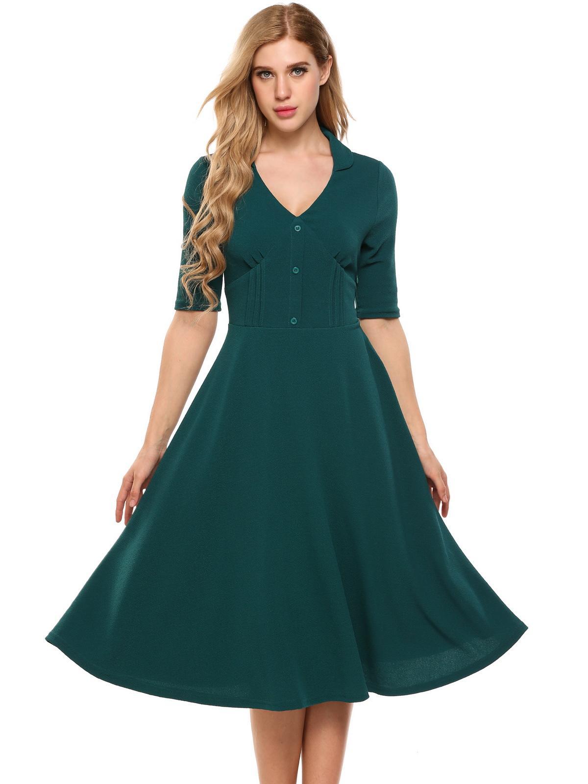 green vintage sleeve and fit dress