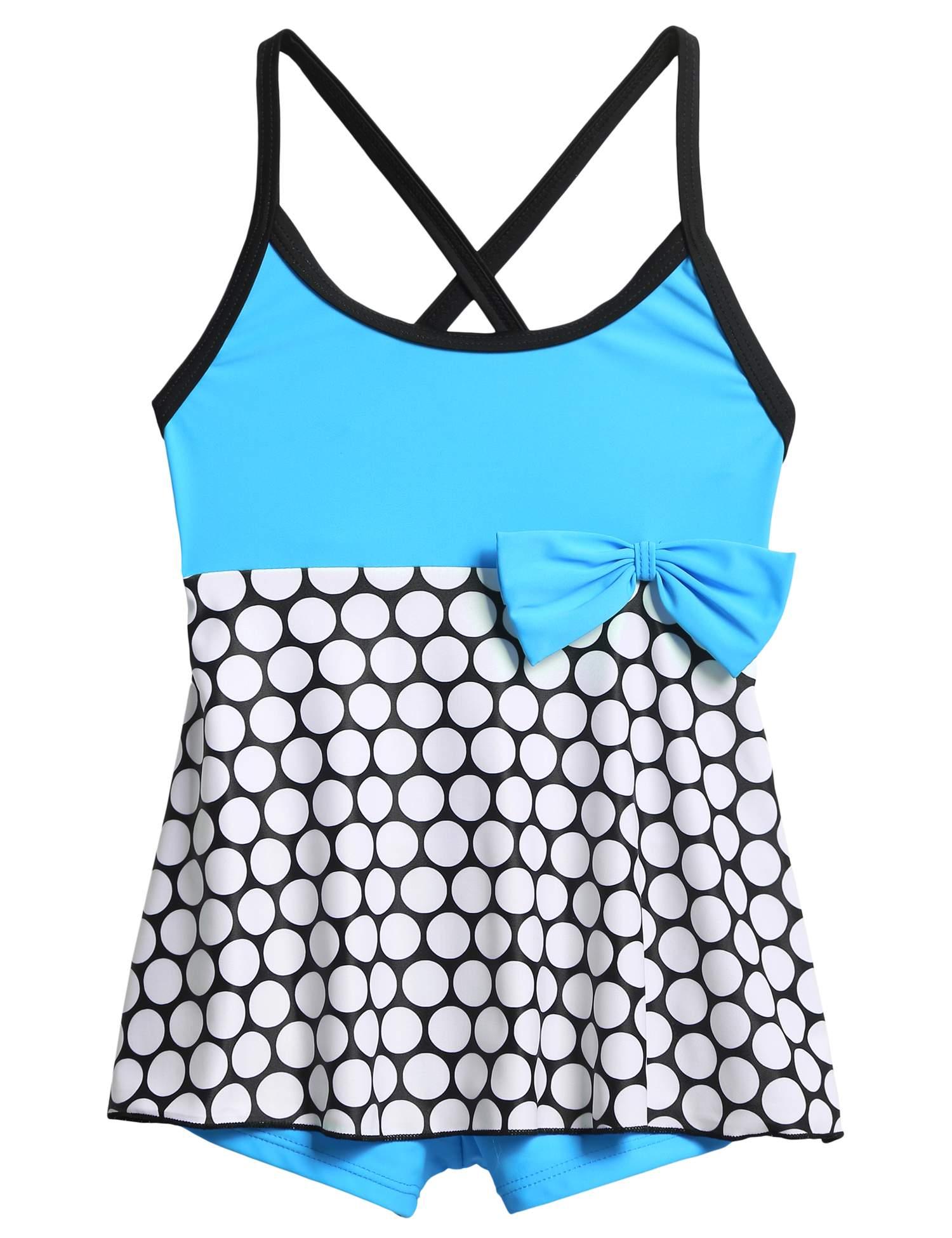 kids girl sleeveless cross back one-piece swimsuit swimwear